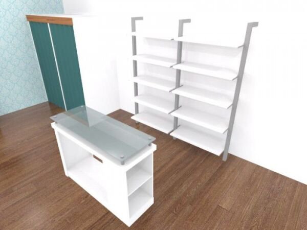 Estante De Parede Dupla 10 Prateleiras Modelo LM Cinza/Branco 200x180x40 cm Comac - 2