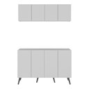 Ver imagem 5 de Conjunto Lavanderia Retrô Multiuso Armário Aéreo e Balcão 4 Portas Multimóveis Mp5053 Branco/