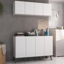 Ver imagem 2 de Conjunto Lavanderia Retrô Multiuso Armário Aéreo e Balcão 4 Portas Multimóveis Mp5053 Branco/