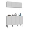 Conjunto Lavanderia Retrô Multiuso Armário Aéreo e Balcão 4 Portas Multimóveis Mp5053 Branco/ - 1