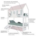 Ver imagem 4 de Beliche Casinha Bela com Coração 2 Gavetas Rosa Kit Escada/Escorregador - Madeira Maciça Branco/
