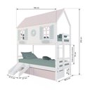 Ver imagem 3 de Beliche Casinha Bela com Coração 2 Gavetas Rosa Kit Escada/Escorregador - Madeira Maciça Branco/