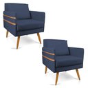 Ver imagem 1 de Kit 02 Poltronas Mari Suede Azul Marinho Castanho