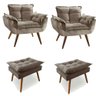 Kit 2 Poltronas com 2 Puff Decorativa Opala Platinum Decor Capuccino - 1