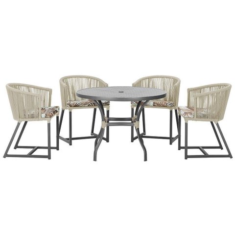 Mesa com 4 Cadeiras e Noronha Estofado 6 Trama Original Rami