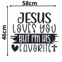 Ver imagem 2 de Adesivo de Parede Frase Inglês Jesus Love You But I’m His Favorite Cristão