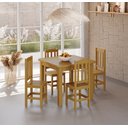 Ver imagem 1 de Conjunto Mesa Mel De Madeira Maciça 88x88 + 4 Cadeiras Madeira Para Cozinha Sala De Jantar  Sfa
