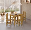 Ver imagem 1 de Conjunto Mesa Mel De Madeira Maciça 88x88 + 4 Cadeiras Madeira Para Cozinha Sala De Jantar Sfa