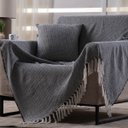 Ver imagem 1 de Manta Decorativa para Sofá Boho Hebrom Preta Fastlar Manta 100% Algodão 140x250cm