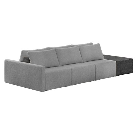 Sofá Ilha 3 Lugares Living 312cm Modulado Sala Lary Bouclê Cinza Cl/pu Pto K01 - D'Rossi