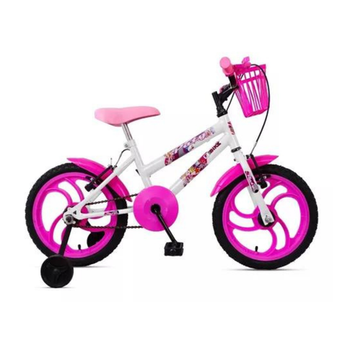 Bicicleta Infantil Aro 16 Feminina Criança - Ello Bike Cor:branco/rosa