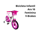 Ver imagem 4 de Bicicleta Infantil Aro 16 Feminina Criança - Ello Bike Cor:branco/rosa