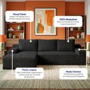 Ver imagem 4 de Sofá Evo 2,70m Molas Ensacadas com Chaise Lounge Esquerda Velourê Preto Cama Inbox