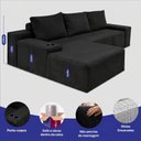 Ver imagem 3 de Sofá Evo 2,70m Molas Ensacadas com Chaise Lounge Esquerda Velourê Preto Cama Inbox