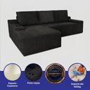 Ver imagem 2 de Sofá Evo 2,70m Molas Ensacadas com Chaise Lounge Esquerda Velourê Preto Cama Inbox