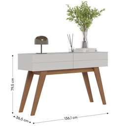 Sala de Jantar Noronha Buffet, Cristaleira, Aparador e Mesa de Centro Off White Matte/Freijó - Colib - 6