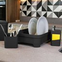 Ver imagem 2 de Kit 3 Utensílios Escorredor de Louça Talher Porta Detergente Preto