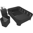 Ver imagem 1 de Kit 3 Utensílios Escorredor de Louça Talher Porta Detergente Preto