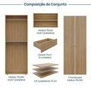 Ver imagem 3 de Guarda-Roupa 2 Módulos 2 Portas 3 Prateleiras 2 Gavetas Frame CabeCasa MadeiraOriginals