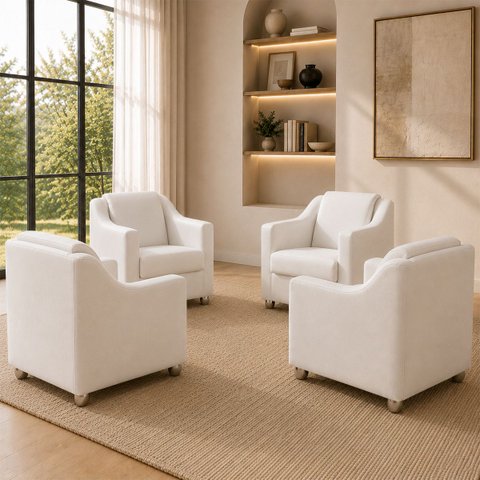 Kit 4 Poltrona Decorativa para Sala de Espera Mila Recepção Escritório Consultório Corino