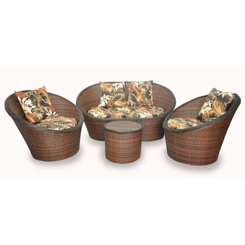 Conjunto de Sofá Fibra Sintética Bola - 1 Sofá 2 L + 2 Poltronas + 1 Mesa Centro - Tecido Revieira M