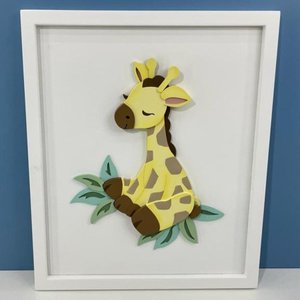 Quadro Safari Baby Girafa - Moldura Branca - QDSB-05 BH BABY KIDS 38 x 38cm