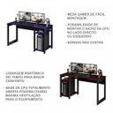 Ver imagem 6 de Mesa Gamer Escrivaninha Cyber 136cm Tecno Mobili Preto e Azul