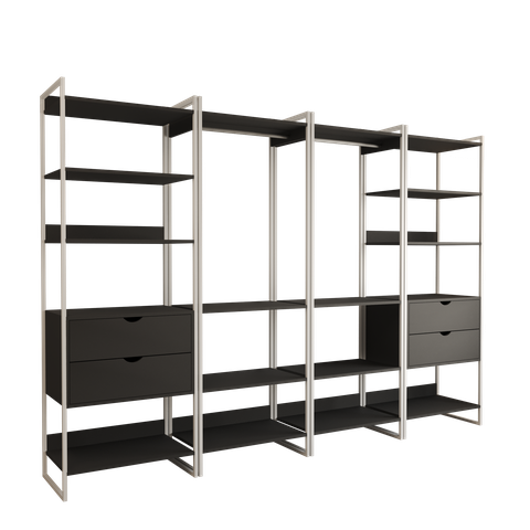 Quatro Modulos para Closet Industrial Ferro Branco Tampo Preto
