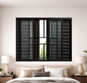 Ver imagem 1 de Janela Veneziana 6 Folhas com Grade Alumínio Preto 100x120 Linha Esmeralda