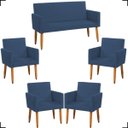 Ver imagem 1 de Kit Namoradeira Decorativa Para Sala Nina + 4 Poltronas Para Recepção Manicure Suede