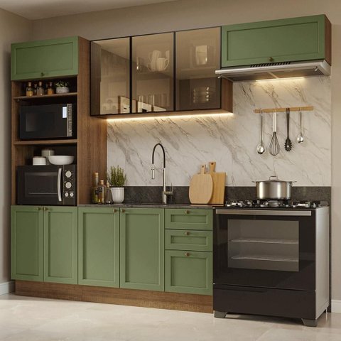 Cozinha Completa Vik 9 Portas 3 Gavetas MDP 270cm Madesa