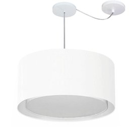 Lustre Pendente Cilíndrico Com Desvio de Centro Vivare Md-4315 Cúpula em Tecido 50x30cm - Bivolt - B - 1