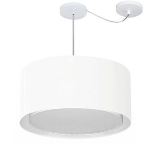 Lustre Pendente Cilíndrico Com Desvio de Centro Vivare Md-4315 Cúpula em Tecido 50x30cm - Bivolt - B