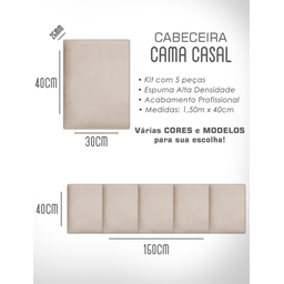 1 Módulo de Cabeceira Cama Box Solteiro Casal Queen King Estofada Modulada 40x30cm - 7