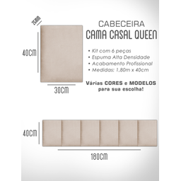 1 Módulo de Cabeceira Cama Box Solteiro Casal Queen King Estofada Modulada 40x30cm - 8