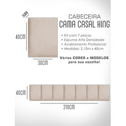 1 Módulo de Cabeceira Cama Box Solteiro Casal Queen King Estofada Modulada 40x30cm - 9