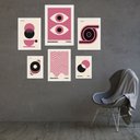 Ver imagem 1 de Composição 6 Quadros Artes Bauhaus Rosa e Bege - com Vidro:moldura Preta