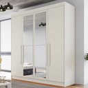 Ver imagem 1 de Guarda-roupa Casal Nantes 4 Portas 3 Gavetas 100%mdf com Espelho Off White - Europa Móveis