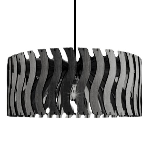Luminária Teto tipo Pendente SENNA MDF - Completa - Onda - Cor: Preta