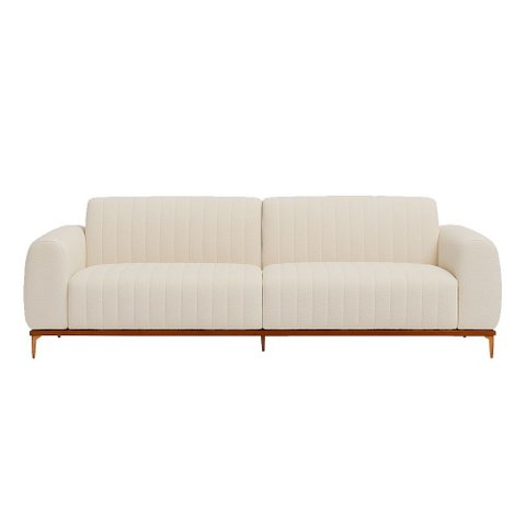 Sofá 3 Lugares 210cm Cocie Bouclé Off White - Sallar Home