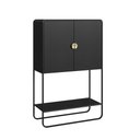 Ver imagem 2 de Armário 2 Portas 90cm X 140cm com Prateleira e Pés em Metal Cor:nero com Preto