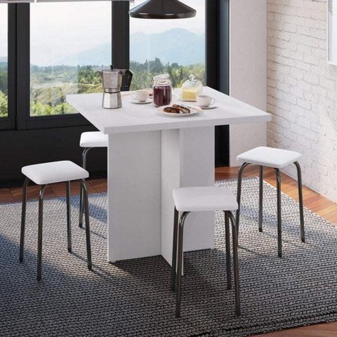 Conjunto Mesa e 4 Bancos Estofados Verona 