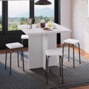Ver imagem 1 de Conjunto Mesa e 4 Bancos Estofados Verona Branco/Preto