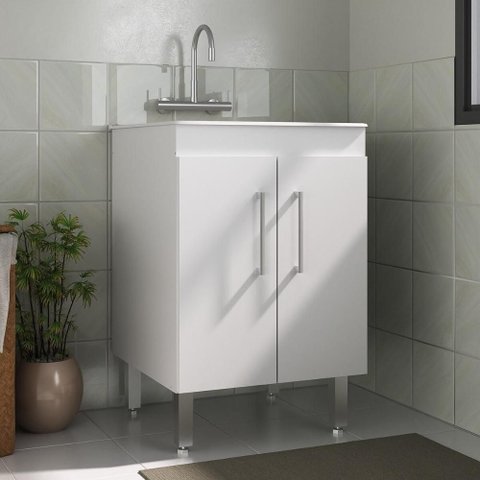 Tanque de Lavanderia 45 Litros com Gabinete 2 Portas Multimóveis Cr30038