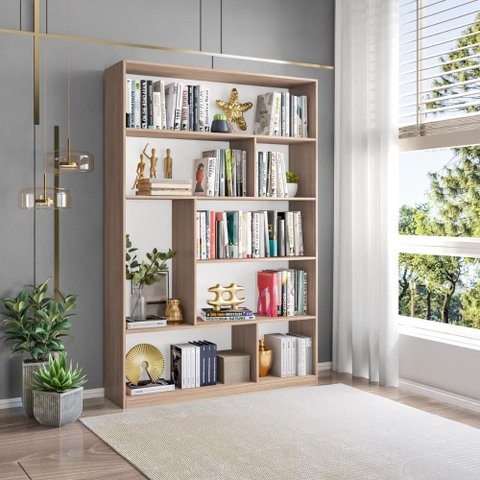 Estante de Escritório para Livros com 8 Nichos 120cm Multimóveis Crrui-EST003 Madeirado