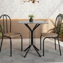 Ver imagem 1 de Conjunto Sala de Jantar para Cozinha Mesa Tampo Granito Quadrada e 2 Cadeiras Juliete Yescasa Preto/Ocre
