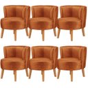 Ver imagem 1 de Kit 6 Poltronas Estofadas para Recepção de Escritório Ergonômica Tecido Veludo Macia Pés de Madeira