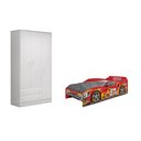 Ver imagem 1 de Jogo Infantil Duas Peças Branco Guarda-Roupa 2617 Qmovi e Cama Car Estrela