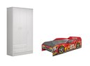 Ver imagem 1 de Jogo Infantil Duas Peças Branco Guarda-Roupa 2617 Qmovi e Cama Car Estrela