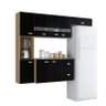 Conjunto Cozinha com Balcão Julia 8 Portas e 2 Gavetas Damasco/Preto - 1